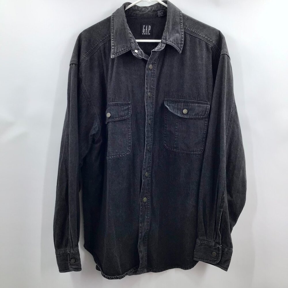 GAP Black Button-Down Denim Shirt
